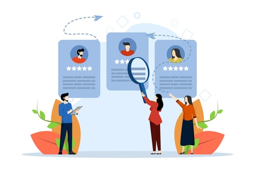 Employment Recruitment Concept, Displaying human resources selecting the best candidate, Suitable for landing page, UI, web, App, editorial, flyer and banner modern flat design illustration vector