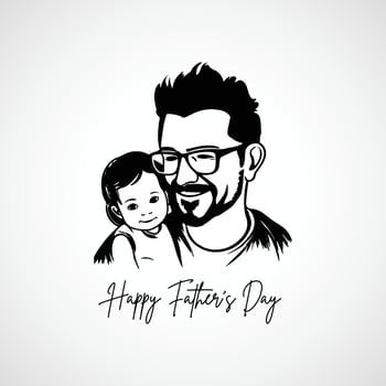 Father's day illustration dad with his cute daughter vector