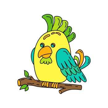 Parrot Doodle Vector color illustration Isolated on white background