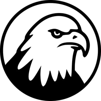 Eagle icon circle logo black outlines monochrome vector illustration