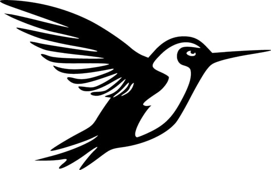 Flying hummingbird black outlines monochrome vector illustration