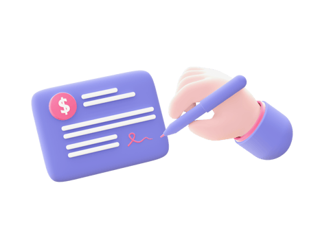 3d illustration icon of purple Cheque Bank for UI UX web mobile apps social media ads designs png