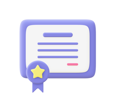 3d illustration icon of purple certificate for UI UX web mobile apps social media ads designs png