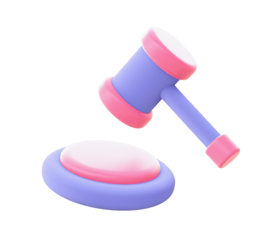 3d illustration icon of purple Hammer of Justice for UI UX web mobile apps social media ads design png