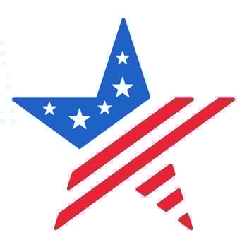 USA flag in the shape of a star. 4th of July. Independence Day vector