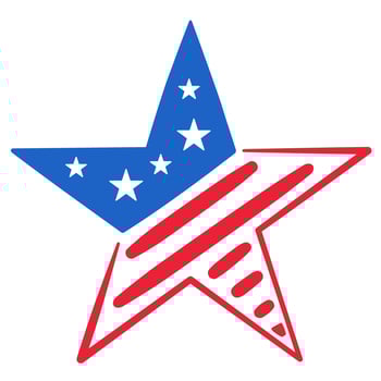 USA flag in the shape of a star. 4th of July. Independence Day vector