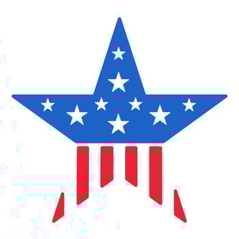 USA flag in the shape of a star. 4th of July. Independence Day vector