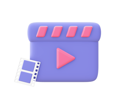 3d illustration icon of purple Movie for UI UX web mobile apps social media ads design png