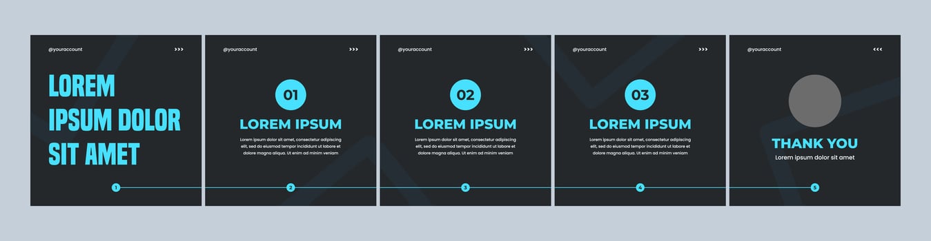 carousel or microblog slide template for social media post. dark color theme social media template vector