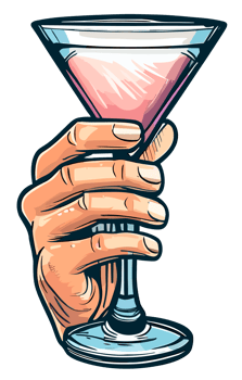 Hand holding a Cocktail glass isolated. Clip art illustration style. png