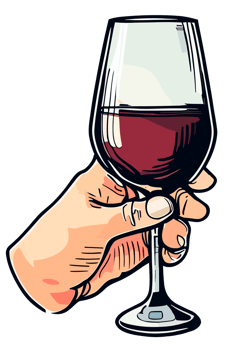 Hand holding a Red Wine glass isolated. Clip art illustration style. png