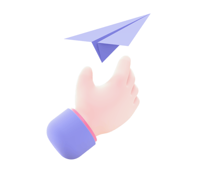 3d illustration icon of purple Paper plane and Hand for UI UX web mobile apps social media ads design png