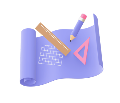 3d illustration icon of purple Planning with pencil and ruler for UI UX web mobile apps social media ads design png