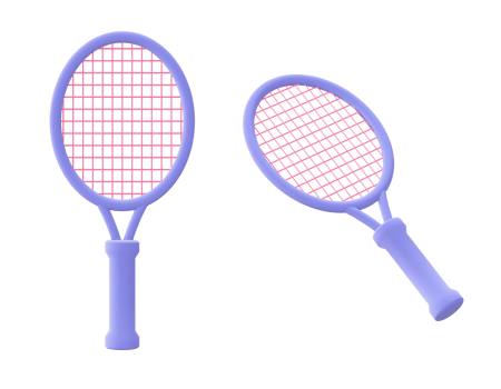 3d illustration icon of purple tennis Racket sport exercise for UI UX web mobile apps social media ads design png