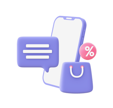 3d illustration icon of purple Shopping chat for UI UX web mobile apps social media ads design png