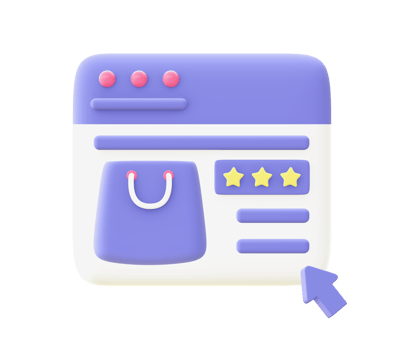 3d illustration icon of purple Shopping Review for UI UX web mobile apps social media ads design png