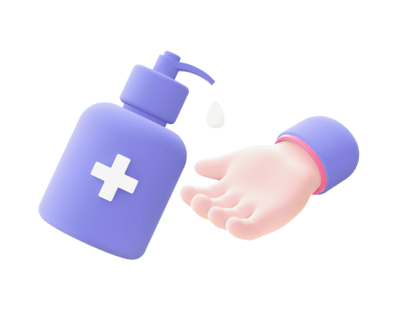 3d illustration icon of purple washing hand for UI UX web mobile apps social media ads design png