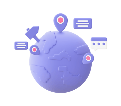 3d illustration icon of purple world for UI UX web mobile apps social media ads design png