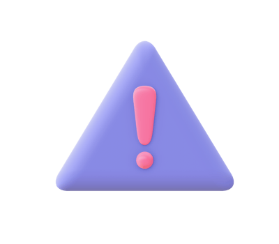 3d illustration icon of purple Warning attention sign for UI UX web mobile apps social media ads design png