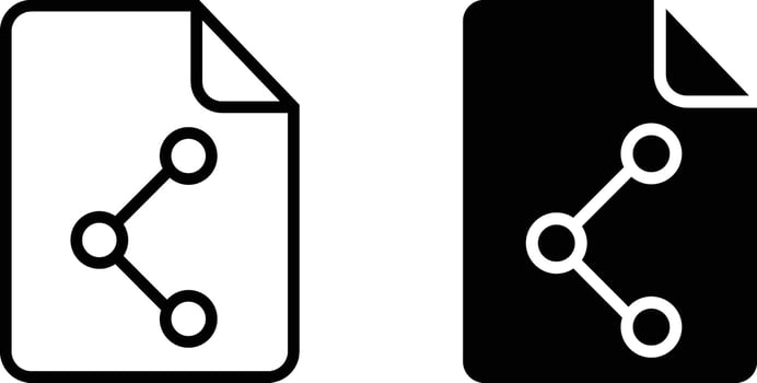 Document sharing icon sheet, simple trendy flat style line and solid Isolated vector illustration on white background. For apps, logo, websites, symbol , UI, UX, graphic and web design. EPS 10.
