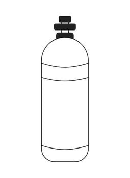 Oxygen tank monochrome flat vector object. O2 cylinder. Underwater diving gear. Scuba tank. Editable black and white thin line icon. Simple cartoon clip art spot illustration for web graphic design
