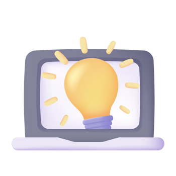 3D light bulb in a computer monitor business idea concept creativity png
