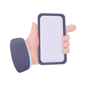 Businessman hand holding a phone. 3d illustration. Online business concept. png