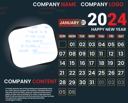 calendar 2024 , desk calendar, Wal calendar vector