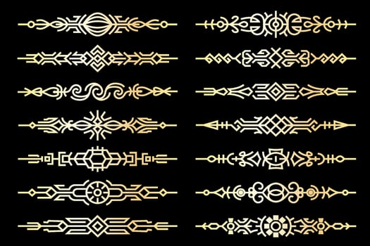 Line art luxury golden borders collection. Abstract golden elegant text dividers for your design projects vector