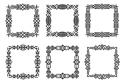 Square vintage ornate decorative frames collection. Set of abstract borders, decorative line art frame designs. For your design projects, empty space for your text, lettering images, photos and design vector