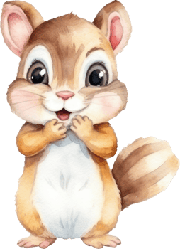 Cute Squirrel Watercolor Illustration. png