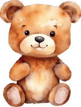Cute Brown Bear Watercolor Illustration. png