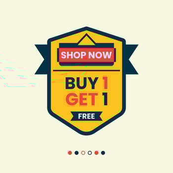 buy 1 get 1 free shop now promotional banner design vector