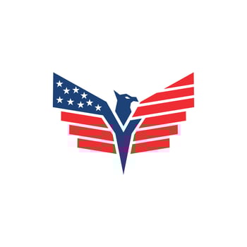 Flying Eagle American flag geometric logo icon, vector illustration design template, logo for your company