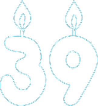Number 39 with candle festive design. png