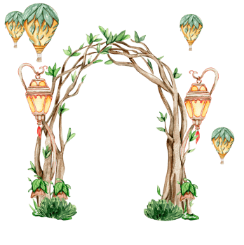 Composition with green tree and bushes . png
