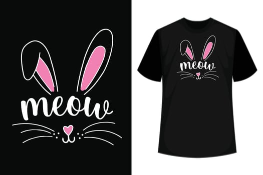Meow Cat Face Easter Day Bunny Ears Shirt Funny Cat Lover T-Shirt vector