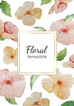 Watercolor pink Violet flowers and leaves cover vector