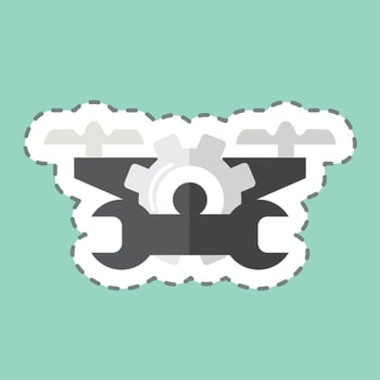 Sticker line cut Maintenance and Repair. related to Drone symbol. simple design editable. simple illustration vector