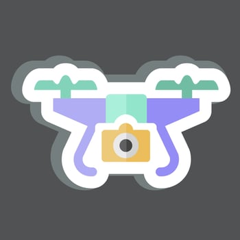 Sticker Drone with Camera. related to Drone symbol. simple design editable. simple illustration vector