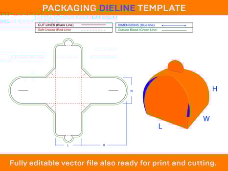 Birthday Party Gift Box, Dieline Template SVG, Ai, EPS, PDF, DXF, JPG, PNG File vector