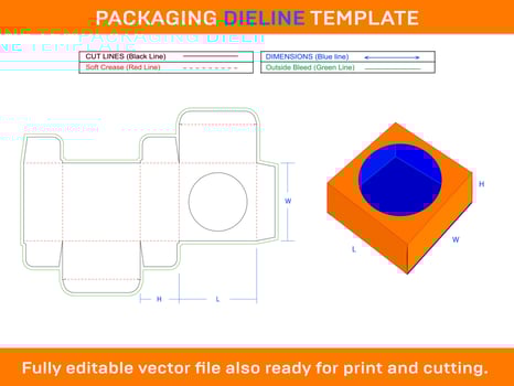 Assortment Soap Box, Round Window Display Box, Dieline Template vector