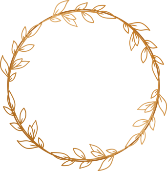 gold circle floral frame border for wedding or engagement invitations, thank you cards, logos, greeting png