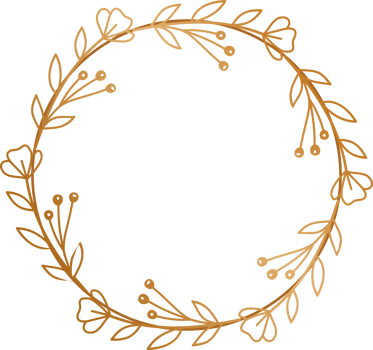 gold circle floral frame border for wedding or engagement invitations, thank you cards, logos, greeting png