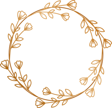 gold circle floral frame border for wedding or engagement invitations, thank you cards, logos, greeting png