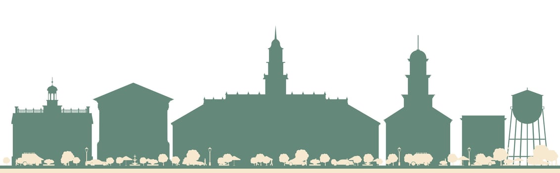 Abstract Dover USA City Skyline with Color Buildings. vector
