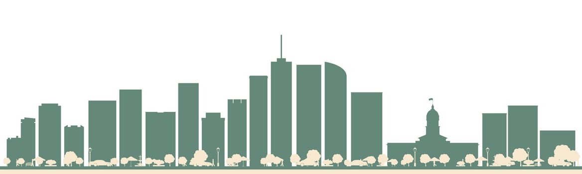 Abstract Denver USA City Skyline with Color Buildings. vector