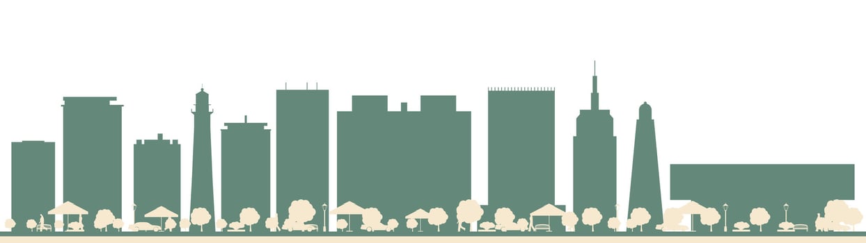 Abstract Virginia Beach USA City Skyline with Color Buildings. vector