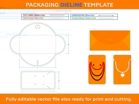 Nacklace Card,  Dieline Template vector