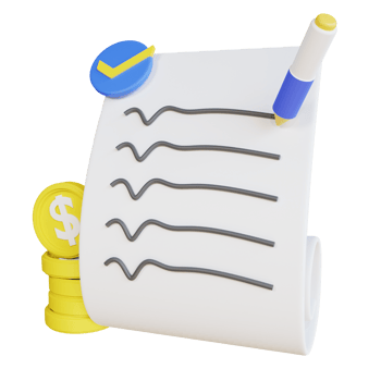 3D Rendering Check Money icon object png